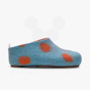 Vivobarefoot MIM Felt Slipper Kinderen Lichtturquoise Oranje | NL433VJ
